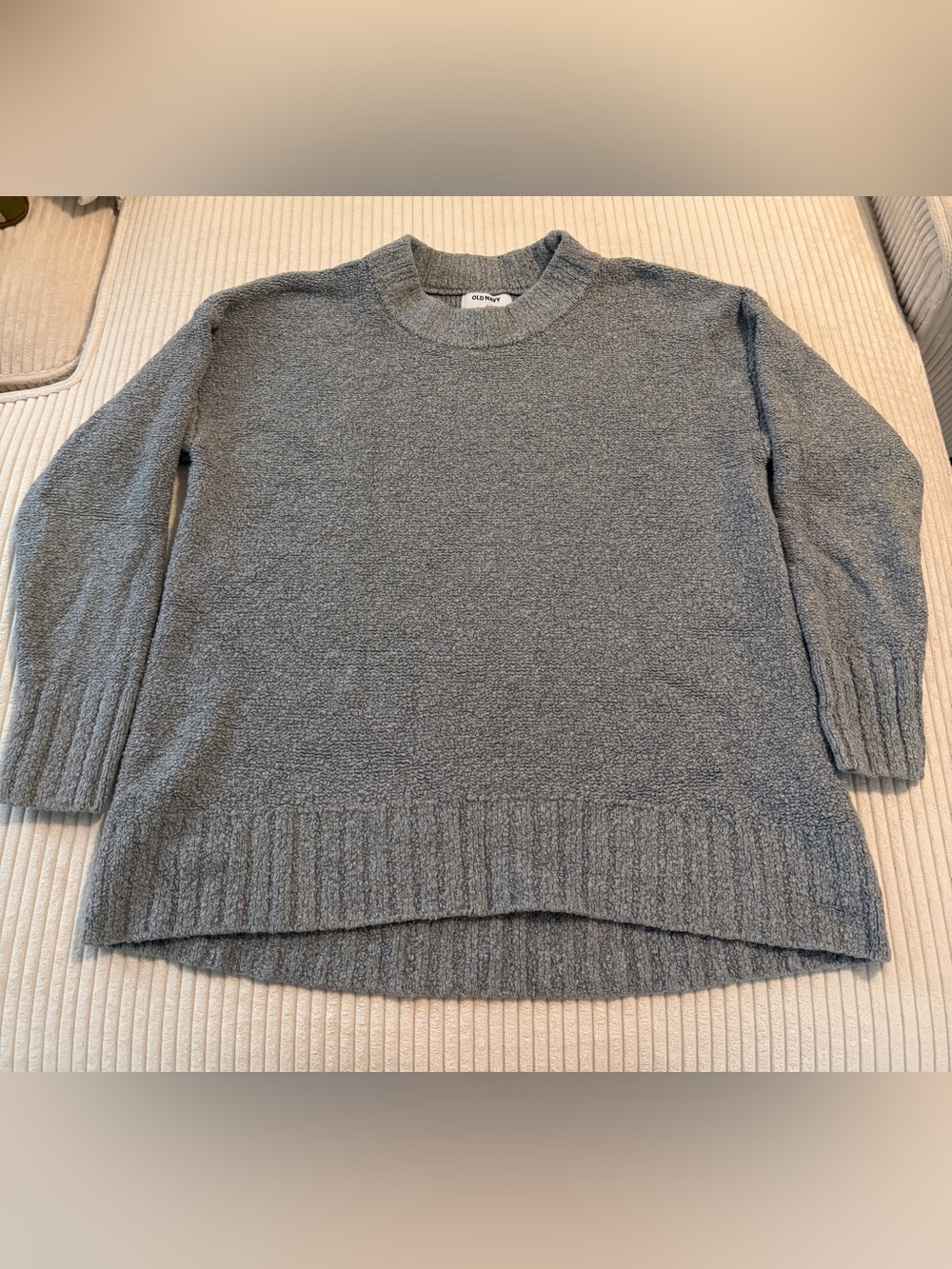 Old Navy Heather Gray Crewneck Textured Sweater